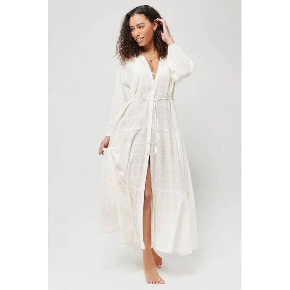 L*SPACE NAPALI DRESS IN CREAM.  Maxi dress summer beach coverup - Picture 1 of 11